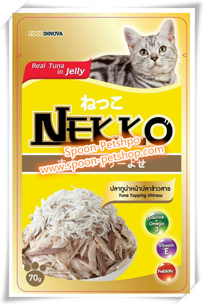 Nekko อาหารซอง แมว เน็กโกะ รสปลาทูน่า หน้าปลาข้าวสารในเยลลี่ 70g