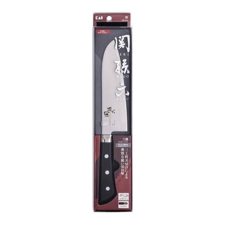 KAI SEKIMAGOROKU Santoku Seki Sonroku Akane 165mm มีดทำครัวผลิตจากสเตนเลสคุณภาพสูง