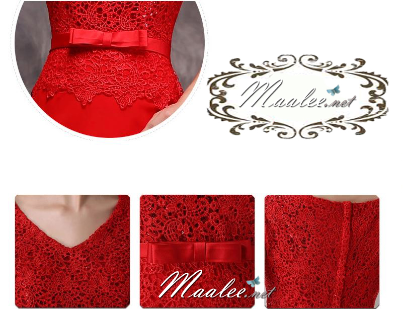 พร้อมเช่า ชุดราตรียาว แขนสั้น กระโปรงผ้าชีฟอง เอวคาดเข็มขัดโบว์ ช่วงบนปักเลื่อมแซมผ้าลูกไม้ สีครีม Champagne