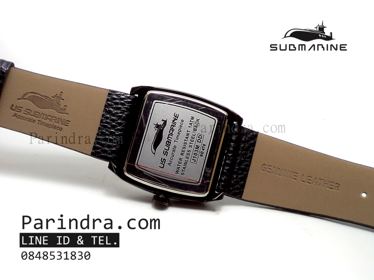 นาฬิกา US Submarine J103MDD ของแท้ 100 % สายหนังดำหน้าปัดขาวเข็มPink Gold