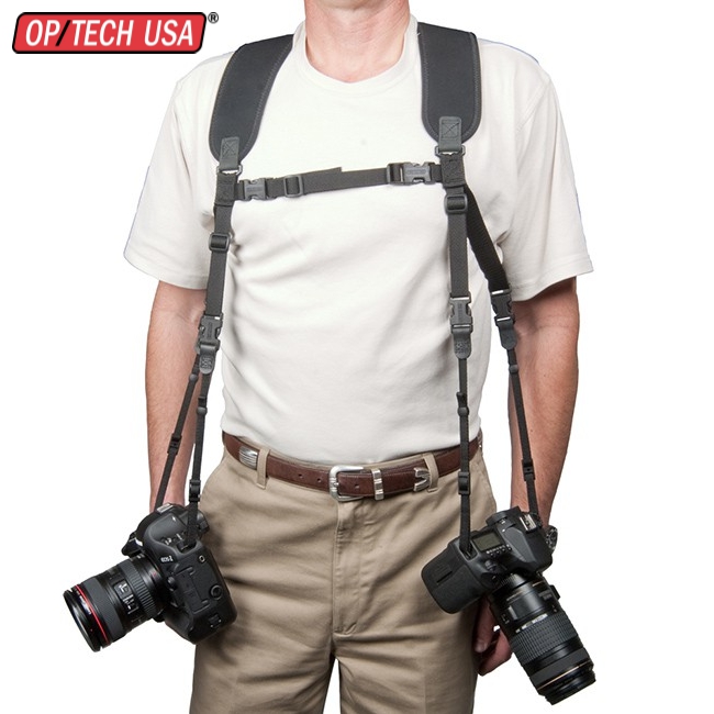 Optech dual harness, สายสะพายสำหรับกล้องแบบคู่ สามารถสะพายกล้อง dslr ได้ 2 ตัวพร้อมกัน 2 ตัวสายยืดหยุ่นได้ดีและมีความทนทานสูง 3/8 ผลิตในประเทศสหรัฐอเมริกา ประกันศูนย์5ปี