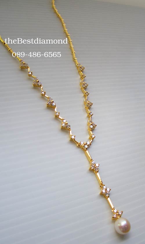 BN023+++สร้อยเพชร Y styleพร้อมตุ้งติ้งไข่มุก++สร้อยเพชรรูป Y งานModern น่ารัก ใส่แล้วดูดี เพชรแวววาว วิ๊งๆ สวยค่ะ ใส่ออกงานได้สบาย งานน่ารักม๊าก