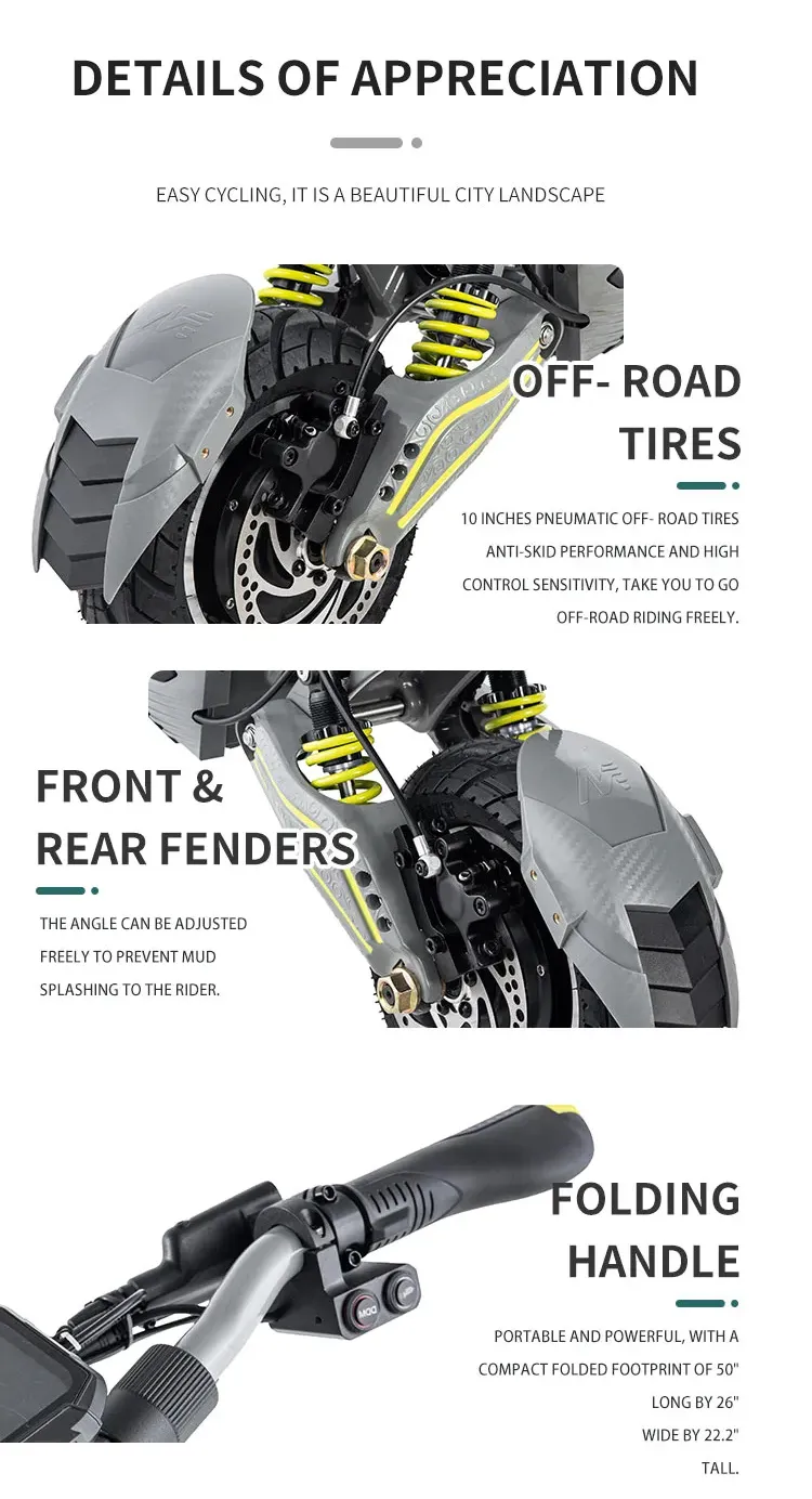 สกู๊ตเตอร์ไฟฟ้า MUKUTA 10 PLUS dual motor E Scooter มอเตอร์ 2800W, แบต 60V/20.8AH adults Electric Scooters foldable 2023