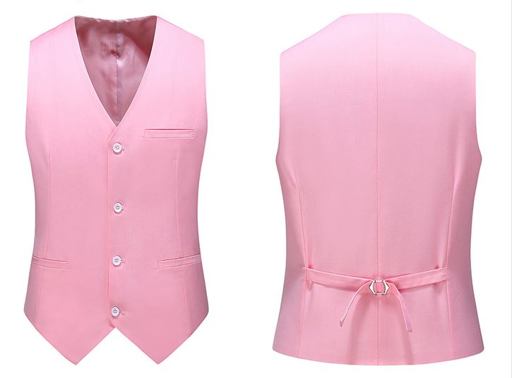 Pre-order ชุดสูทชาย สีชมพู สไตล์เกาหลี พร้อมเสื้อกั๊ก