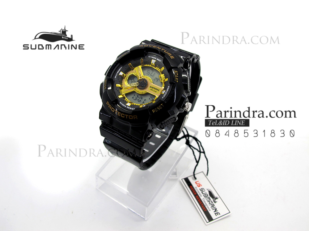 นาฬิกา US submarine Adventure Protector รุ่น TP3163L สีดำ-ทอง พื้นหลังเทา