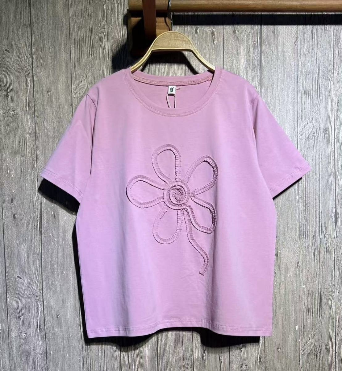 เสื้อยืดลายปักดอกไม้ 9am