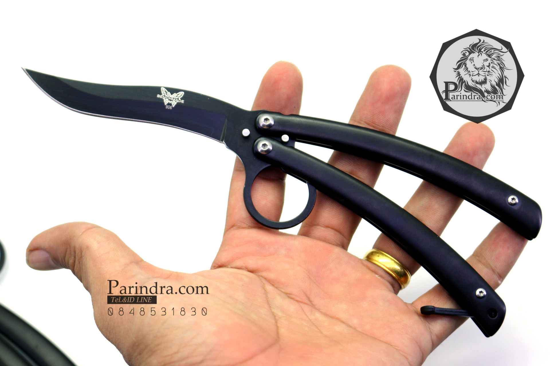 มีดบาลีซอง Balisong มีดควง มีดปีกผีเสื้อ สีดำ มีห่วงนิ้วมือ ขนาด 8.5 นิ้ว BLA010