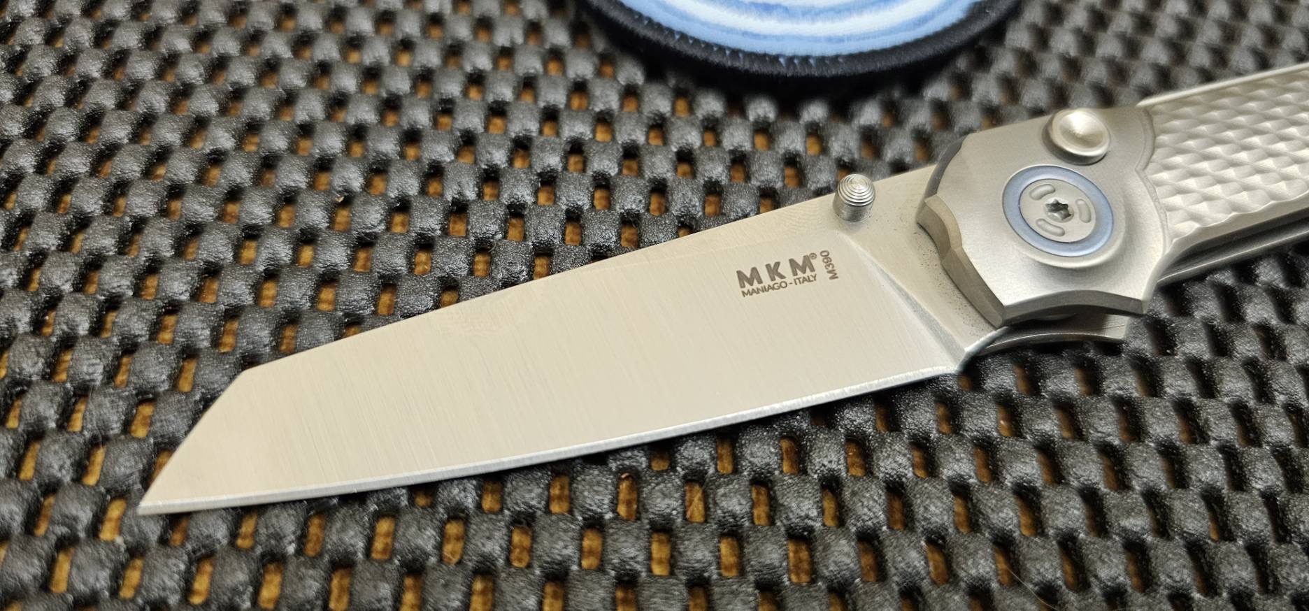 MKM Miura Button Lock Knife Gray Ti (2.72" Satin M390)