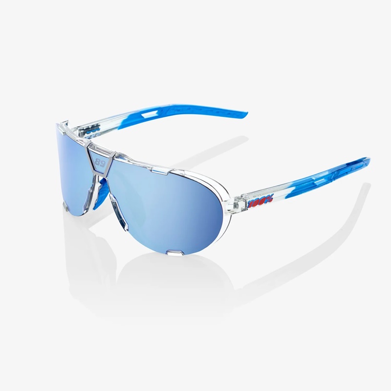 แว่นตา 100% WESTCRAFT+ SUNGLASSES Color Jorge Martin SE Polished Clear - HiPER Blue Multilayer Mirror Lens ของแท้ NEW2023