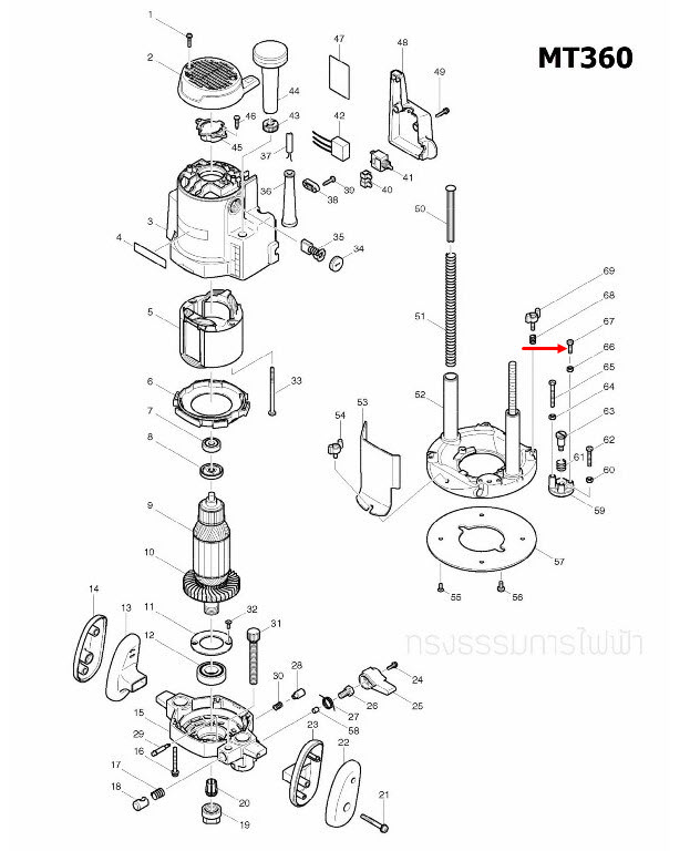 HEX. BOLT M5X16 เราท์เตอร์ Maktec มาคเทค, Makita มากีต้า MT360, MT362, M3600, M3600B [#67] Pn.265515-6 (แท้) ##
