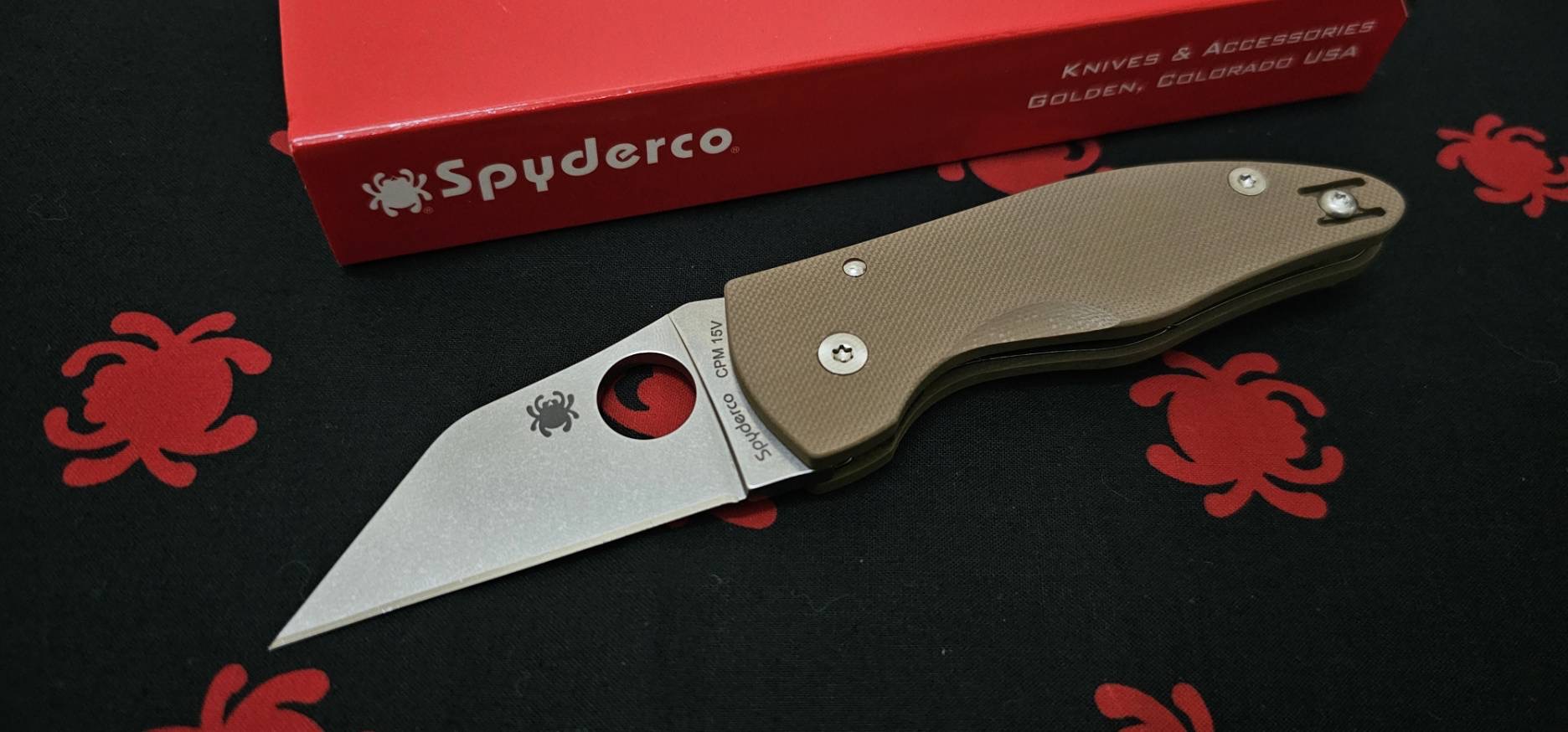 Spyderco MicroJimbo Compression Lock Knife Brown G-10 (2.5" Satin 15V )