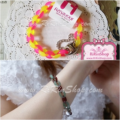 Aznavour สร้อยข้อมือสายโซ่เซลลูโลส ( Pink neon & Yellow neon )