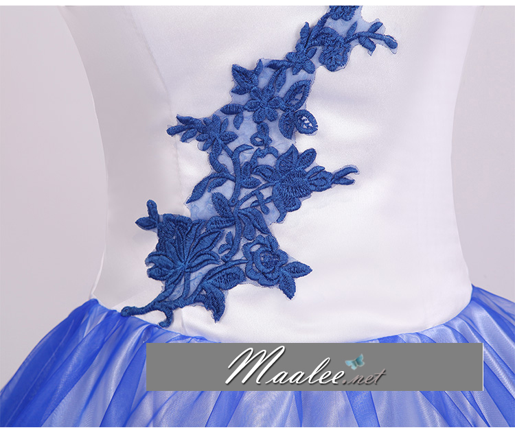 พร้อมเช่า ชุดแฟนซี ชุดราตรียาว ชุดจีน กี่เพ้า สีขาว น้ำเงิน แบบเก๋