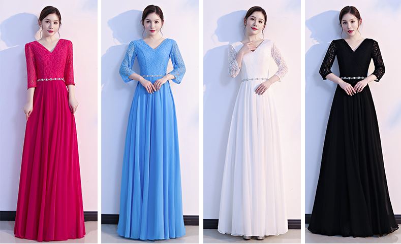 พร้อมเช่า ชุดราตรียาว สีชมพู บานเย็น ไซส์ใหญ่ แขนสามส่วน แต่งลูกไม้ กระโปรงผ้าชีฟอง เอวแต่งเพชร มีไซส์ XL - 3XL