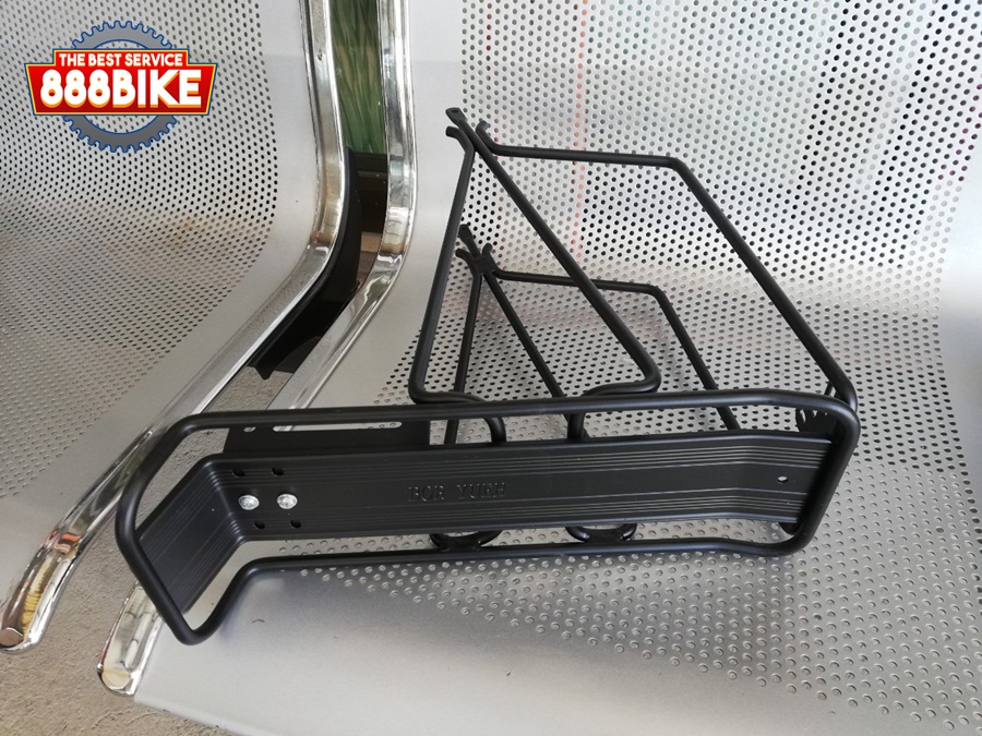 ตะแกรงท้ายอัลลอย มอนท์ MONT 3 ขาไม่ปรับ มีขากันกระเป๋าท้าย แผ่นบนเต็ม สีดำ 26-700C