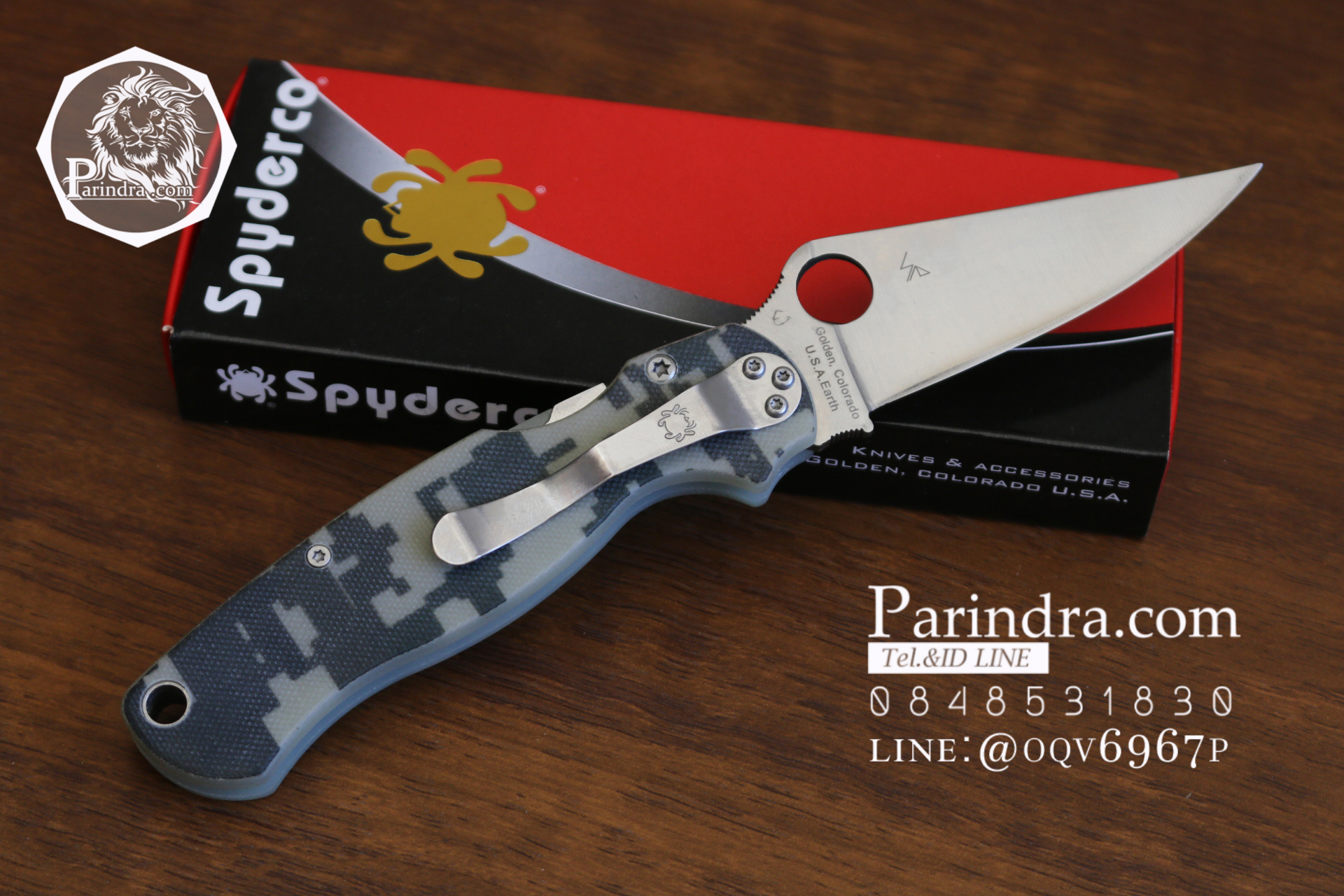 มีดพับ Spyderco รุ่น Paramilitary 2 ด้าม G10 ลายพราง ขนาด 8 นิ้ว (OEM) A++