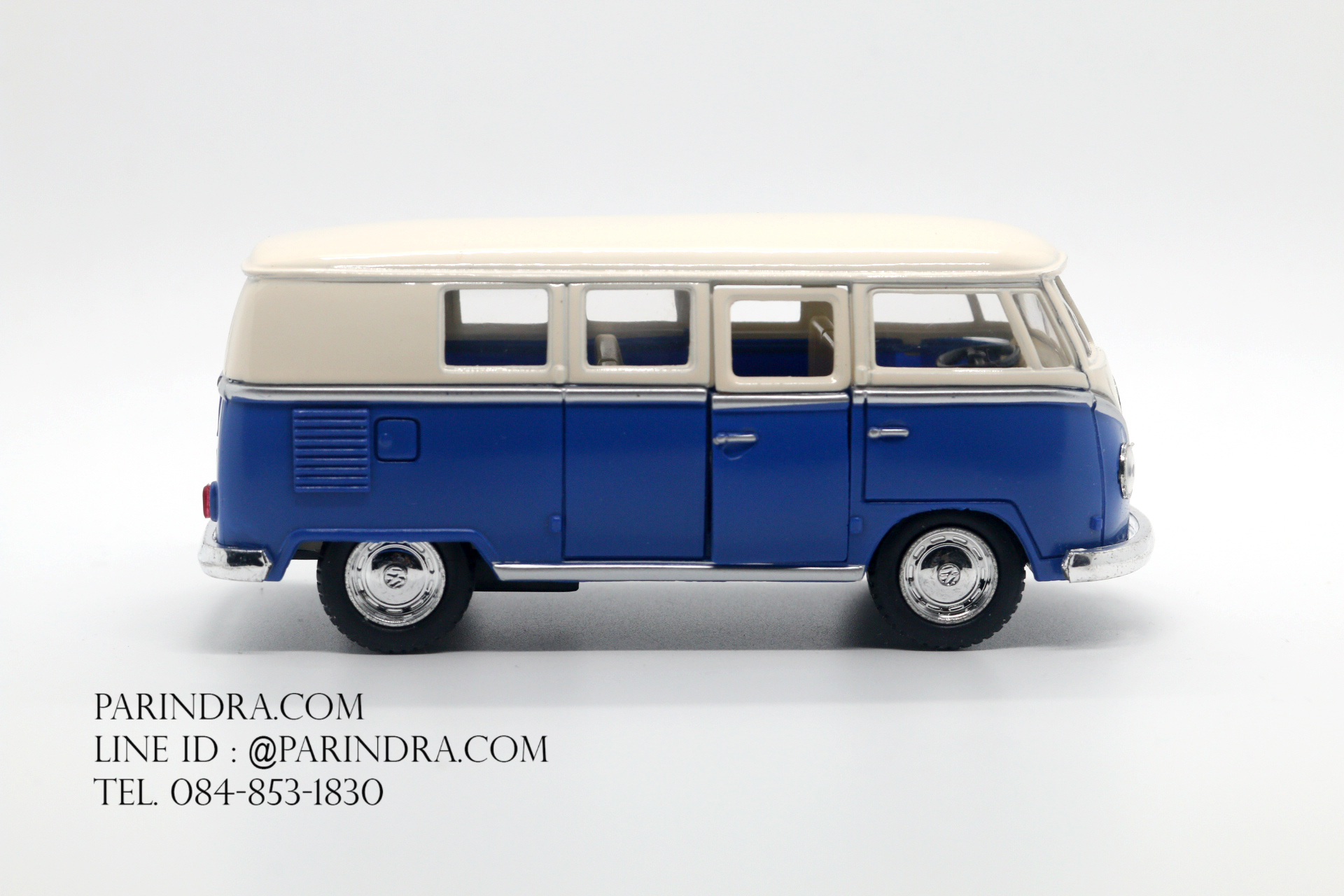 โมเดลรถเหล็ก รถตู้โฟล์ค รถเต่า Volksawagen Classical bus 1962 สีน้ำเงิน