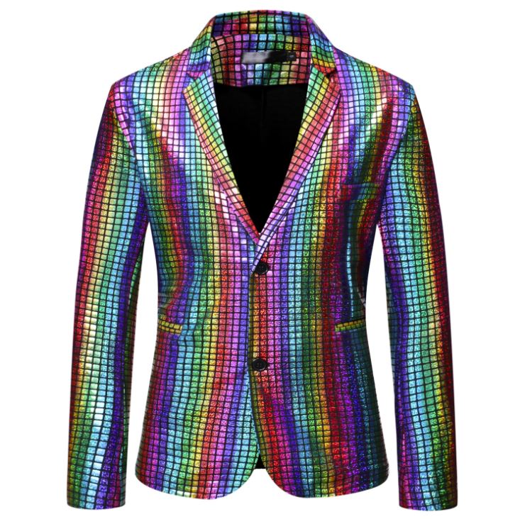 พร้อมเช่า ชุดสูทชาย สีรุ้ง แนวดิสโก้ แฟนซี Disco