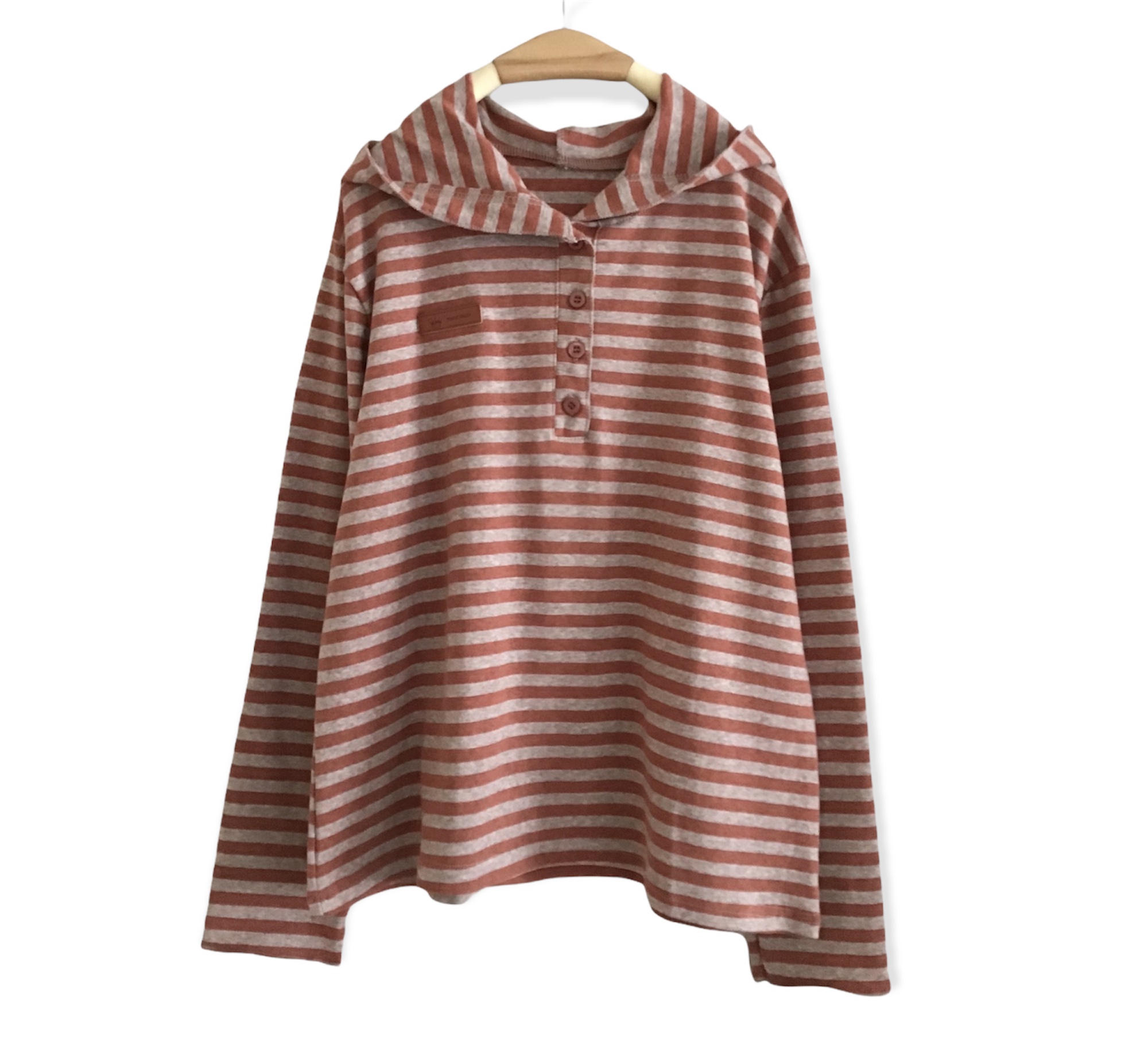 เสื้อยืดลายทางมีฮู้ด