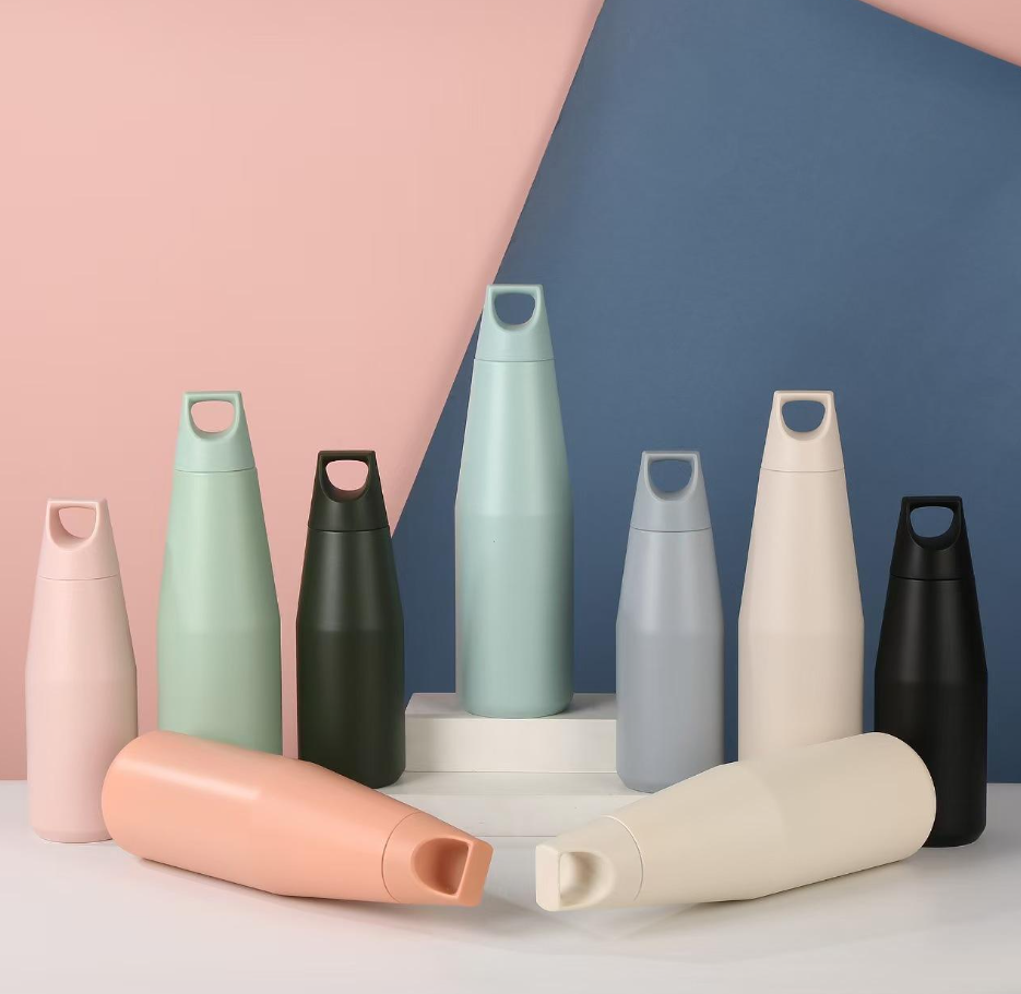 กระบอกสแตนเลส ทรงขวดปากแคบ ฝาเกลียวหูหิ้ว 1080 ml