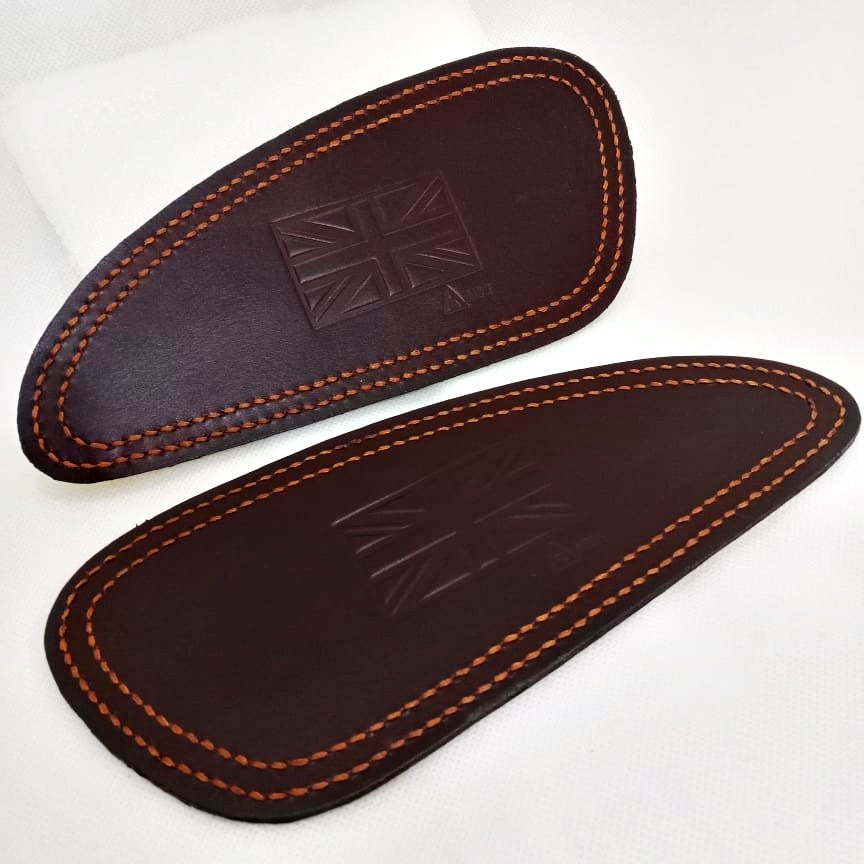 ROYAL ENFIELD (Tank) Pad Knee Synthetic PU Leather High Quality for INTERCEPTOR (Heat Stamp Union Jack)Stitching.