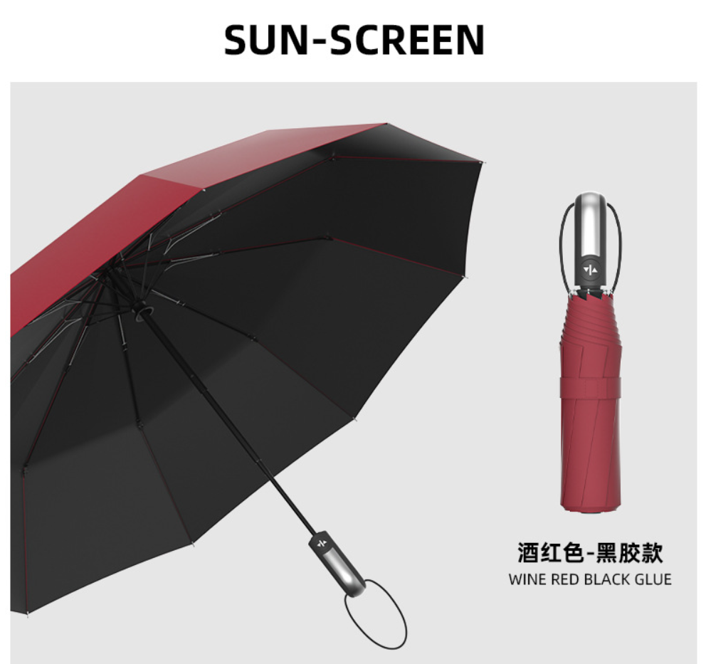 ร่มพับ 3 ตอน 23 นิ้ว 10 ก้าน เปิด-ปิด อัตโนมัติพร้อมสายคล้องมือ รุ่น NQ-66