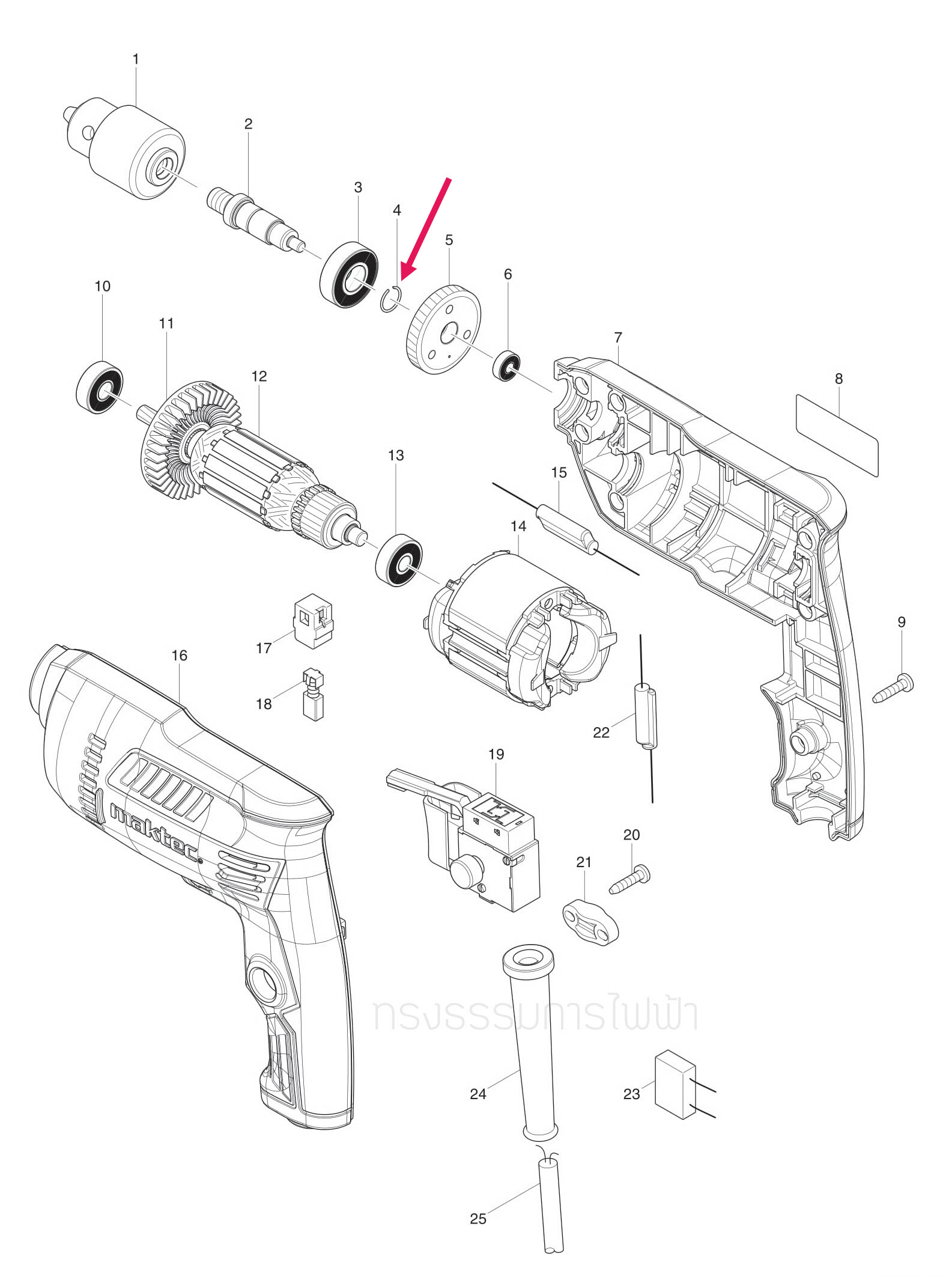 แหวนสปริง หินเจียร Maktec MT60 [#4], Makita M0600 [#4], GA4030, GA4031 [#21], GA5010 [#35] Pn.233950-6 (แท้) ## (*)
