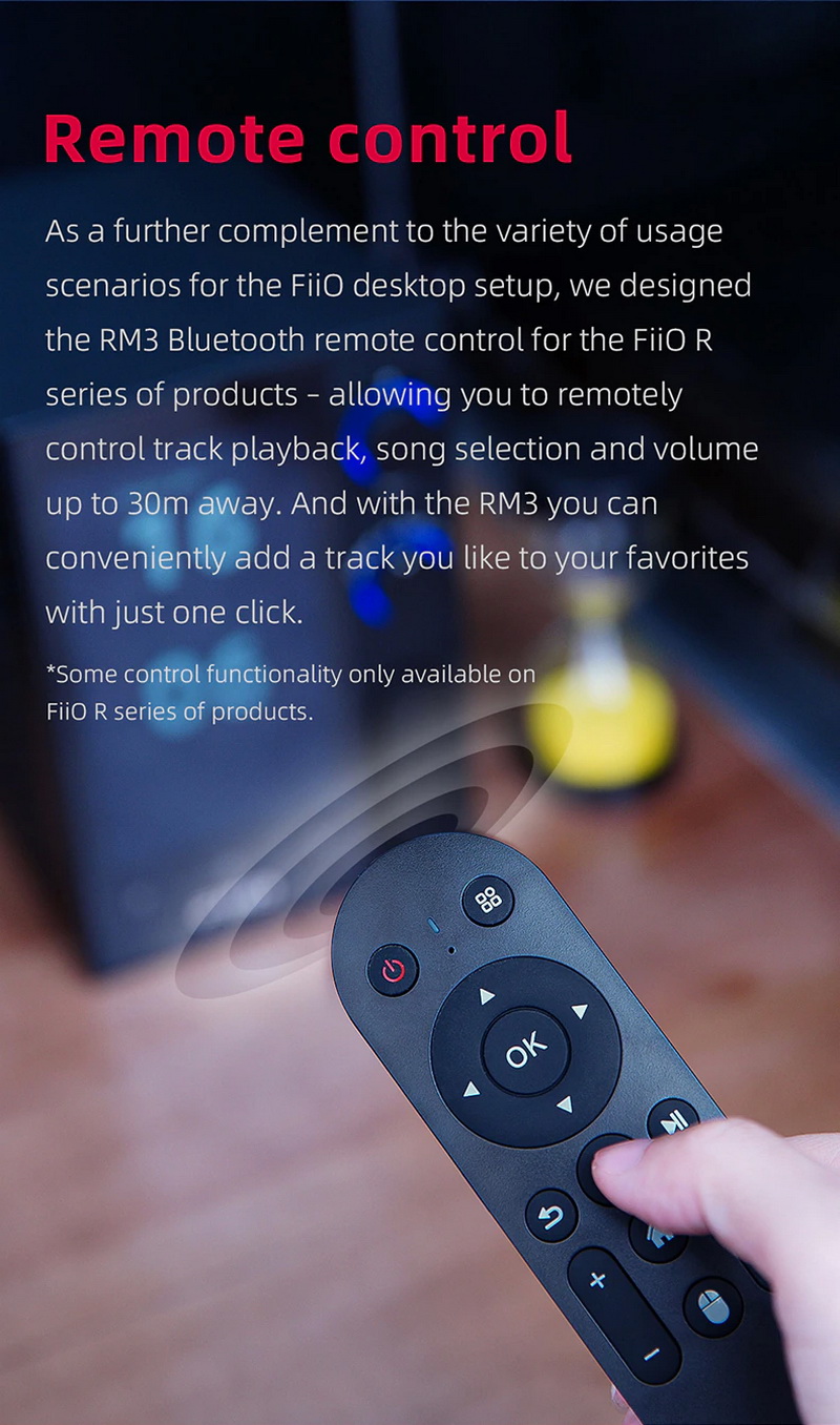 FiiO RM3 รีโมทคอนโทรลบลูทูธสำหรับ FiiO R7 เฉพาะตัวรีโมท [-รีโมท-]
