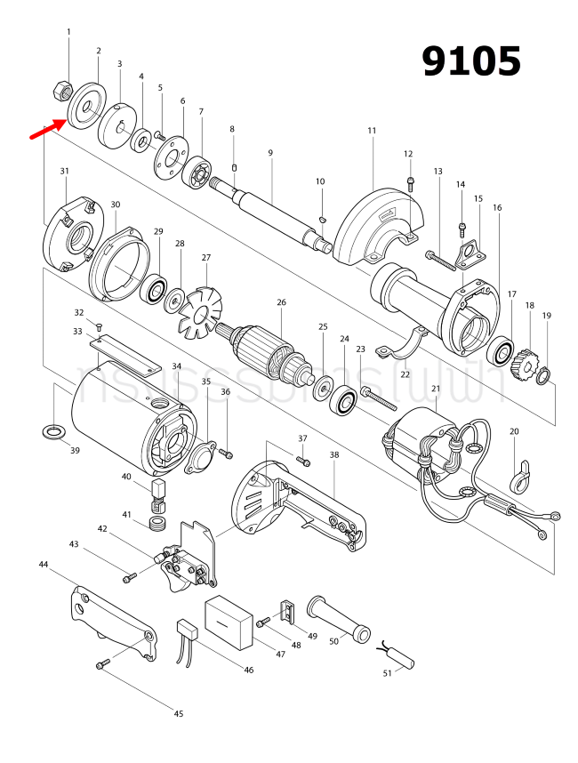OUTER FLANGE 50 เลื่อยวงเดือน Makita มากีต้า 9105, GS5000 Pn.224019-7 (แท้) ##(*)