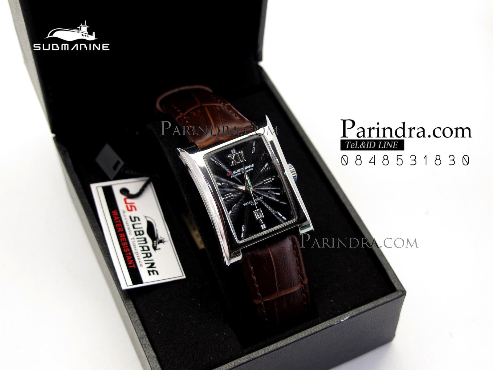 นาฬิกา US Submarine J113L-MD ของแท้ 100 % สายหนังน้ำตาลหน้าปัดดำ คู่