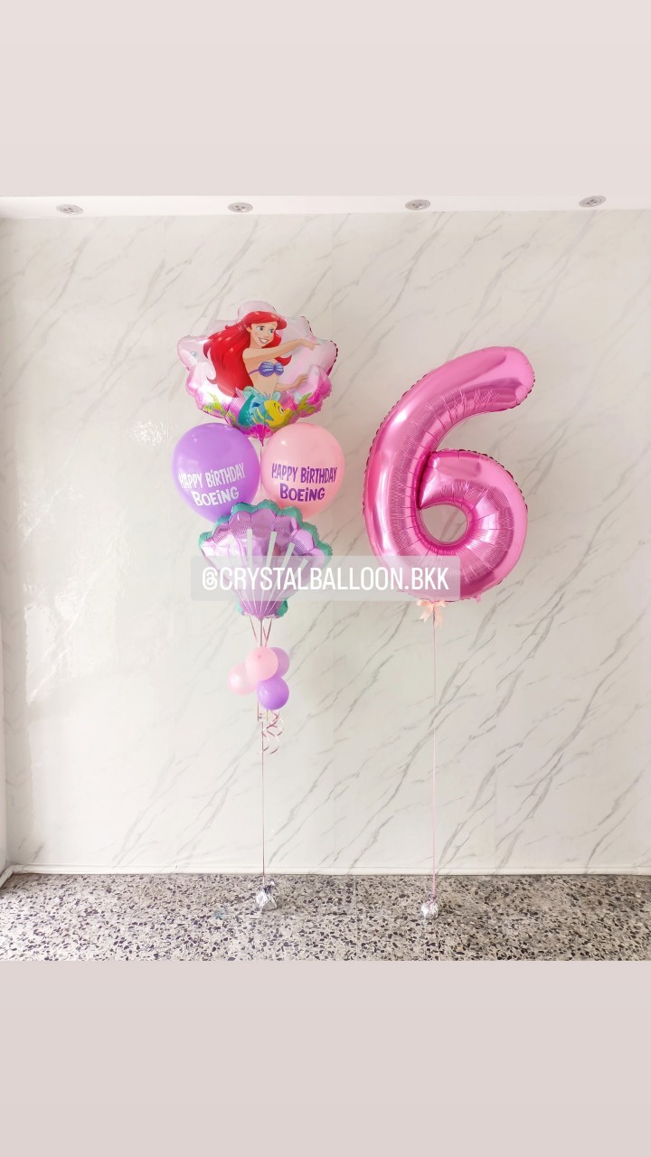 ลูกโป่ง วันเกิดเด็ก ช่อลูกโป่ง ฟอยล์ Mermaid พร้อม ฟอยล์หอย ช่อ 5 ลูก 1 ช่อ,ฟอยล์ตัวเลข ขนาด 40" 1 ชิ้น พร้อมตกแต่ง สามารถเปลี่ยนสีลูกโป่ง/เปลี่ยนข้อความ/เปลี่ยนสี-ฟอยล์ตกแต่ง/เปลี่ยนสี-ฟอยล์ตัวเลขได้