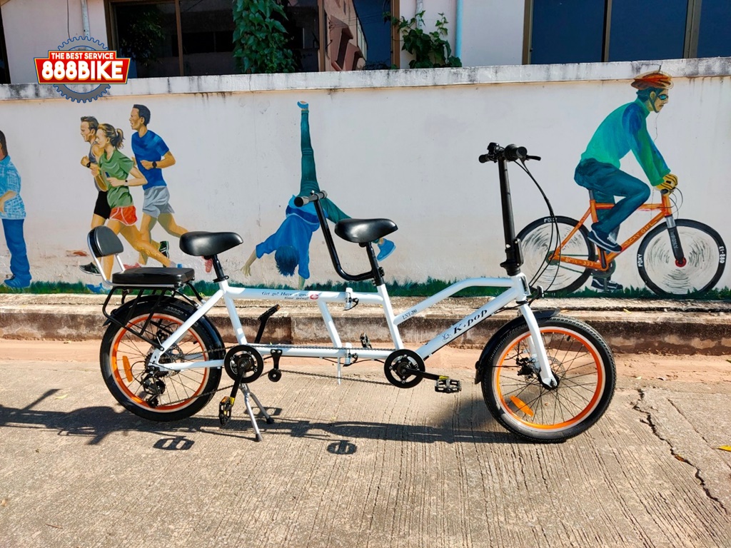 K-POP LG450 จักรยานสองตอน Tandem bicycle Double Folding Bike เกียร์ 8 สปีด พับได้ ล้อ 20นิ้ว เฟรมเหล็ก ปี 2023