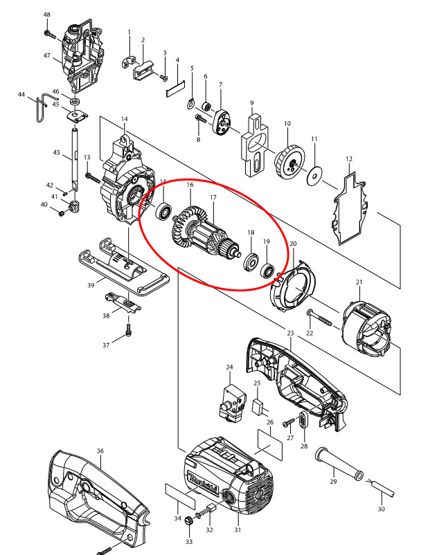 ทุ่น จิ๊กซอว์ไฟฟ้า Makita M4302, M4302B, Maktec MT430 (แท้) ##