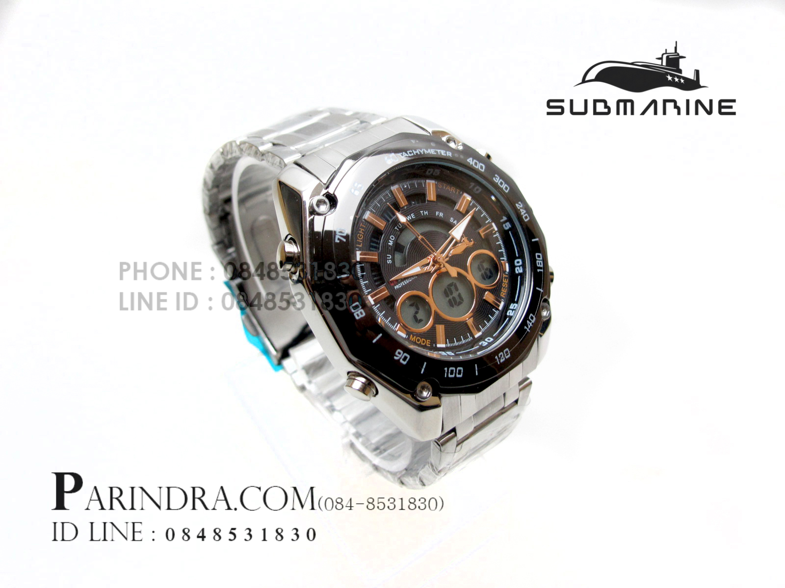 นาฬิกา US Submarine TA5224M หน้าปัดดำเข็มpink gold