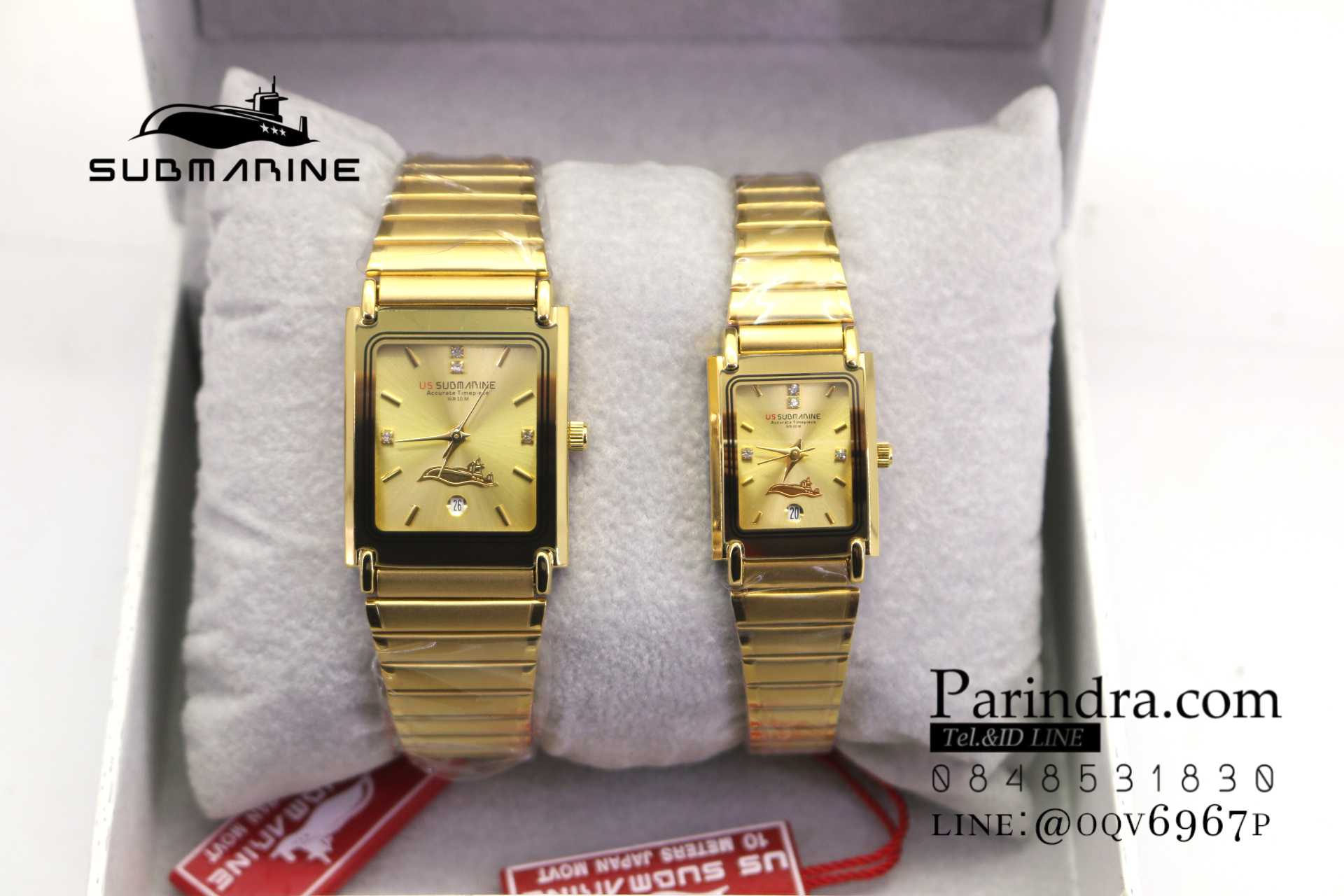 นาฬิกา US submarine รุ่น S1002M เรือนทองใหญ่สายทองหน้าปัดทอง