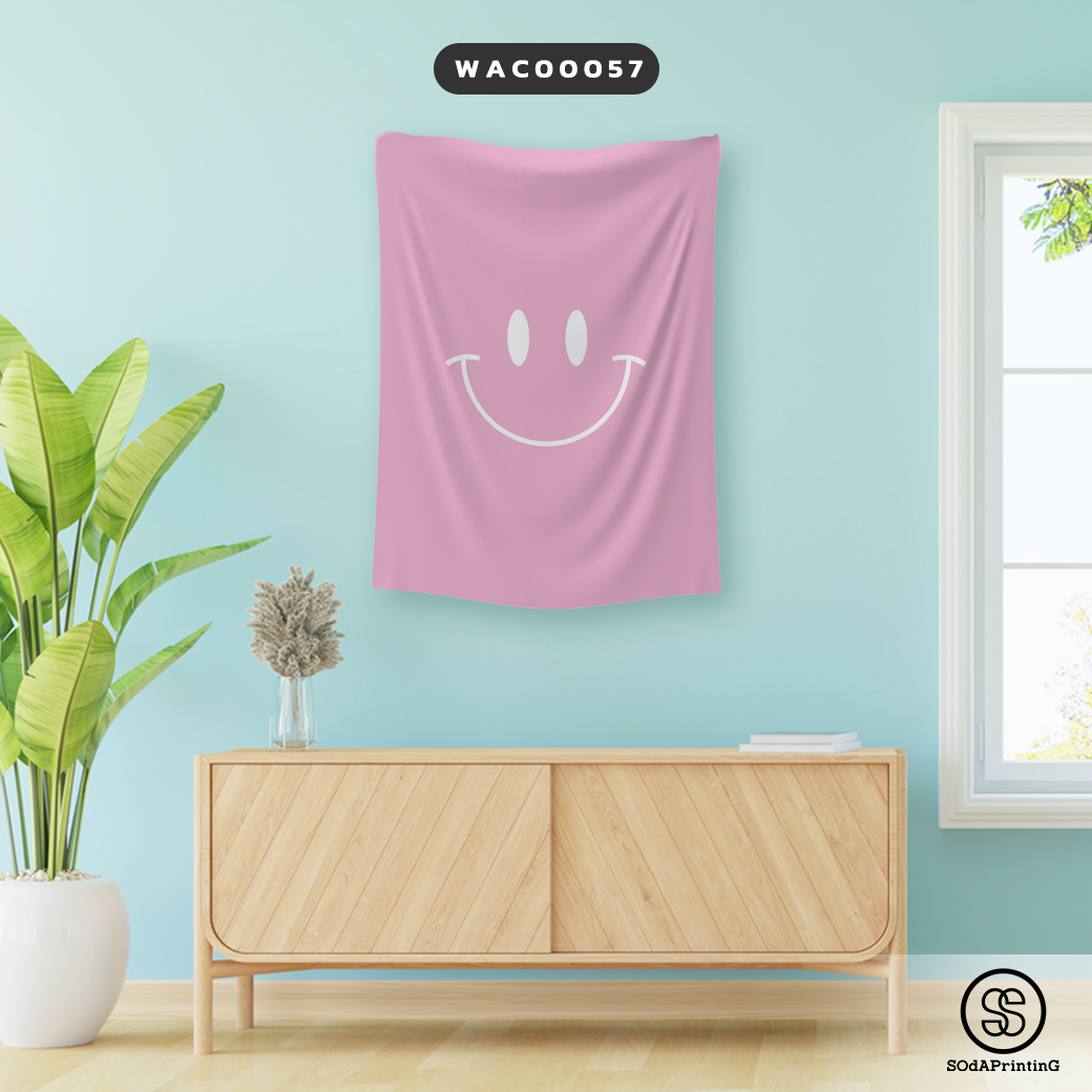 ผ้าติดผนัง ผ้าแขวนผนัง ผ้าตกแต่ง Smiley สีชมพูอมม่วง WCA00057 #SOdAhome #WallCloth