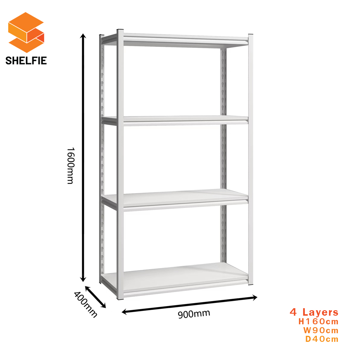 ชั้นเหล็ก 4 ชั้น : ขนาด ส160 x ก90 x ล40 ซม.