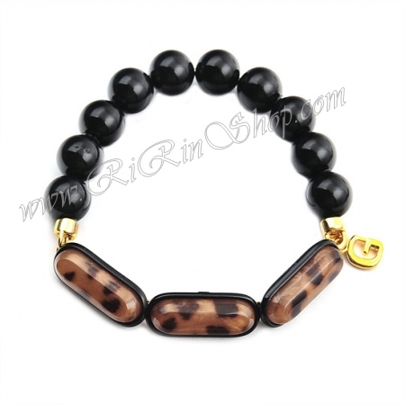 Aznavour & GraindeBeaute ข้อมือเซลลูโลสลายเสือดาว (Black)