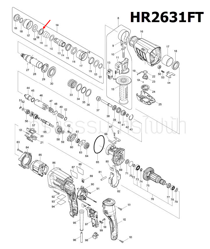 GUIDE WASHER สว่านโรตารี่ Makita มากีต้า HR2470F, HR2631FT Pn.345187-4 (แท้) ##