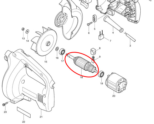 ทุ่น เครื่องเป่าลม Maktec MT400 P/N.519155-5 (แท้) ##(*)