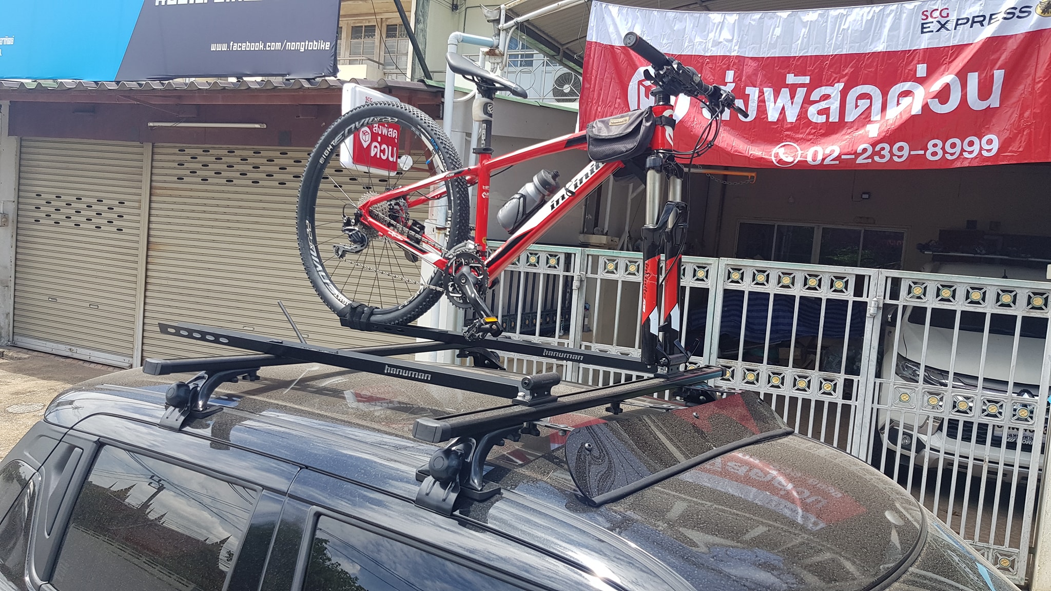 แร็คบรรทุกจักรยาน Hanuman rack C01, Car Bike Rack สำหรับบรรทุกรถจักรยานบนหลังคา ไม่มีแร็คจับตัวรถ (คานอลูมิเนียม 2 เส้น + ตัวจับหลังคา 4 มุม) **แยกรุ่น**