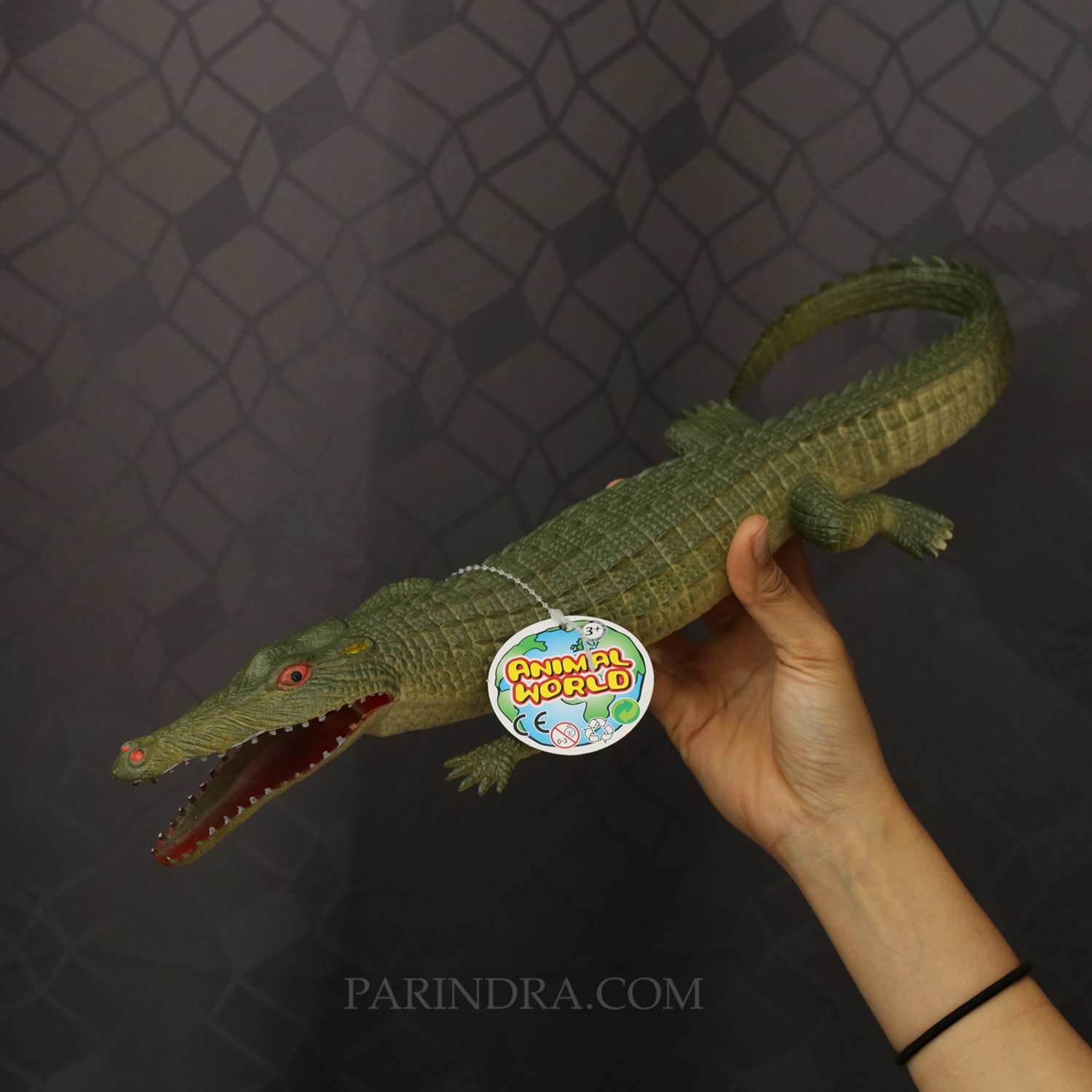 ตุ๊กตายาง ลูกจระเข้ สีเขียว บีบมีเสียง ตัวใหญ่ ขนาด 24 นิ้ว เหมือนจริง