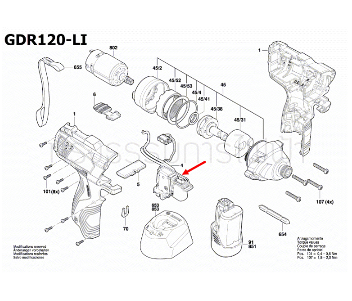 สวิทช์ สว่านไขควงไร้สาย Bosch บอช GDR 120-LI Pn.2607202312 (แท้-สั่ง)