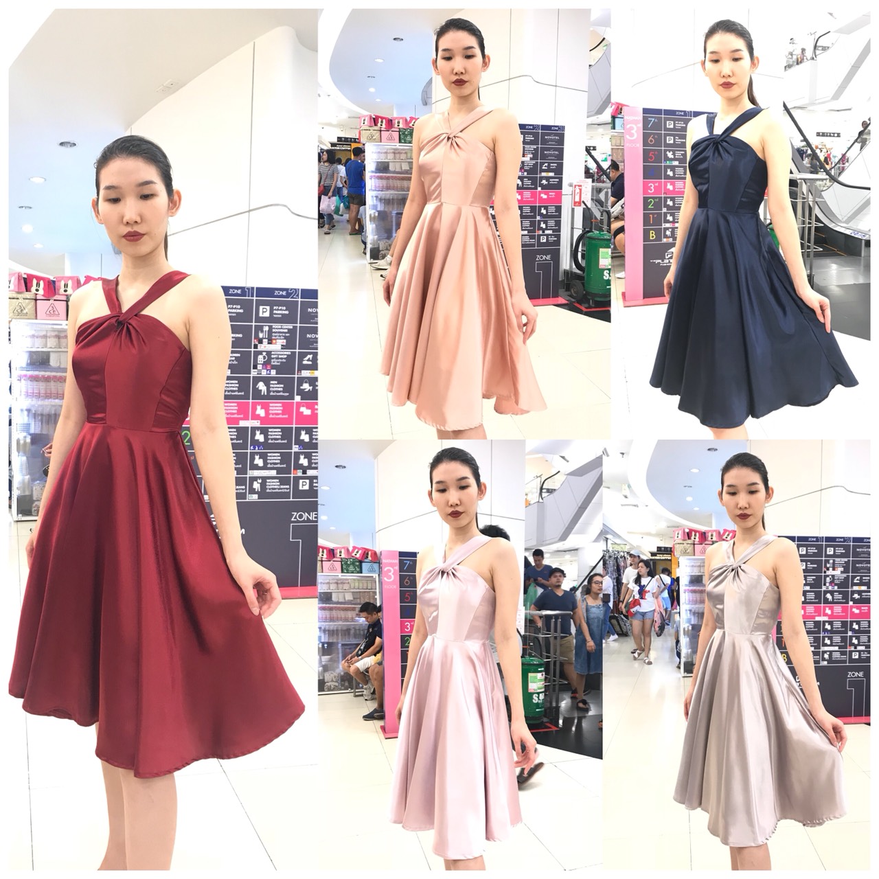 ชุดเพื่อนเจ้าสาว ชุดราตรีสั้น Holly - Twist-halter top & circle skirt