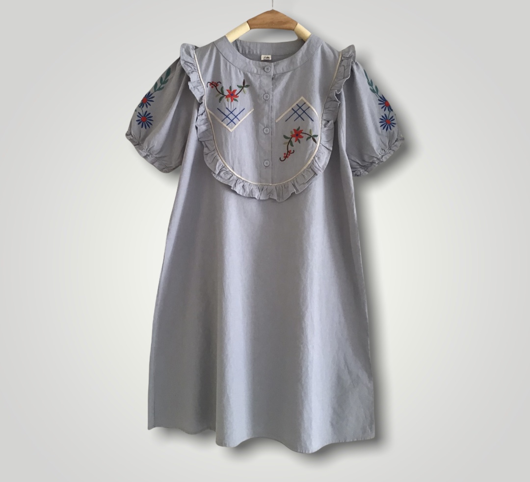 เสื้อ/เดรสผ้าฝ้ายนุ่มปักลาย