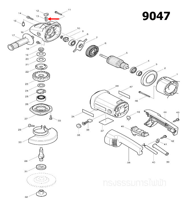 COMPRESSION SPRING 12 หินเจียร Makita 9047 [#13] Pn.233031-6 (แท้) ##
