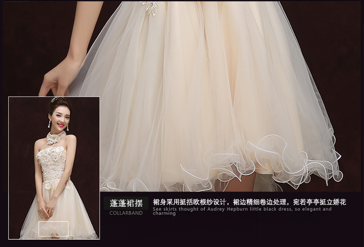 พร้อมเช่า ชุดราตรีสั้น เกาะอก ลูกไม้ หน้าสั้นหลังยาว สีเทา พร้อมสร้อยคอลูกไม้ ถอดแยกได้