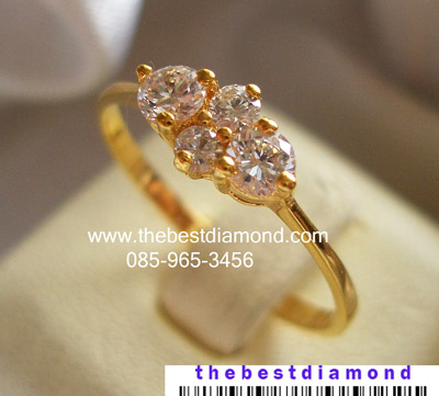 แหวนเพชรเม็ดกลม 4 เม็ดค่ะ หวานๆ เรียงเพชรน่ารักดีค่ะ ดูลงตัวดีคะ ชุปทองแท้ 24 K BR060