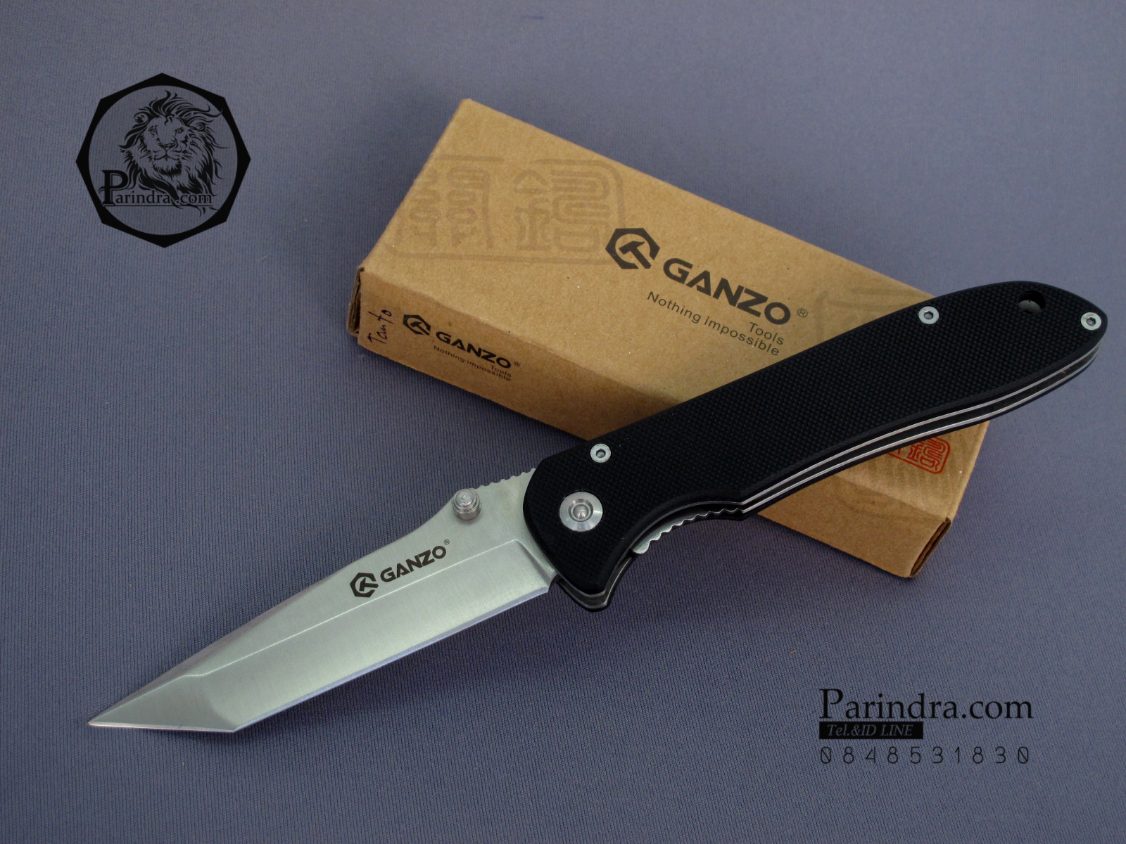 มีดพับ Ganzo รุ่น G714-B สีดำ ปลายมีดทันโตะ Tanto ของแท้ 100% มาใหม่ กล่องดำ