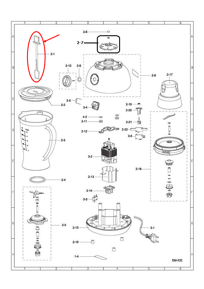 ก้านคนอาหารเครื่องปั่น ชาร์ป (SHARP) รุ่น EM-ICE, EM-ICE2, EM-SAVE1 Pn.9A211 (แท้)